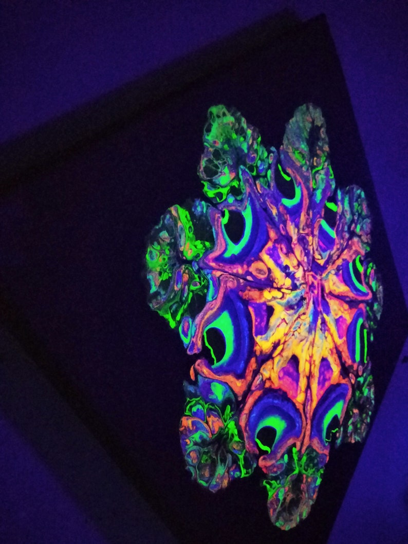 Original Abstract Blacklight Painting Glows in the Dark Etsy