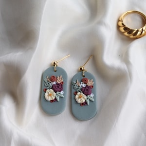 Clay earrings| handmade clay earrings| floral clay earrings| clay earring dangle| bridal clay earrings| clay earrings handmade|clay earring