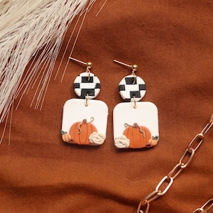 Fall clay earrings| boho clay earrings| fall statement earrings| pumpkin clay earrings| fall earrings| Halloween clay earrings| clay