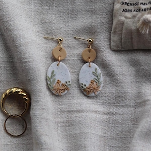 handmade polymer clay earrings, floral clay earrings, custom wedding earrings, custom flower earrings, polymer clay jewelry, clay earrings