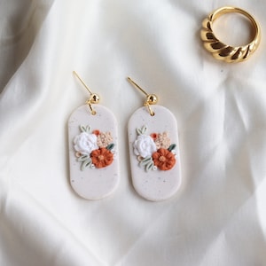 Fall Clay earrings| fall earrings| holiday clay earrings| fall clay earring dangle|  clay earrings| clay earrings handmade|