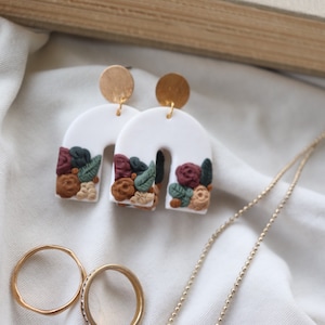clay earrings| floral clay earrings| clay earrings handmade |handmade earrings| clay earrings|clay earrings dangle| bridal clay earrings
