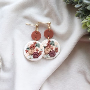 clay earrings| floral clay earrings| handmade clay earrings  |handmade earrings| clay earrings|dangle clay earrings | bridal clay earrings
