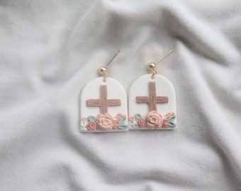 Easter earrings| Easter clay earrings| Easter jewelry| clay earrings| Easter gifts| clay easter earrings| cross earrings| clay earrings