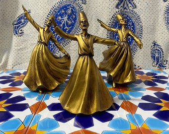 Sama Dancing Sufi Rumi Decoration Statues Gold Colour