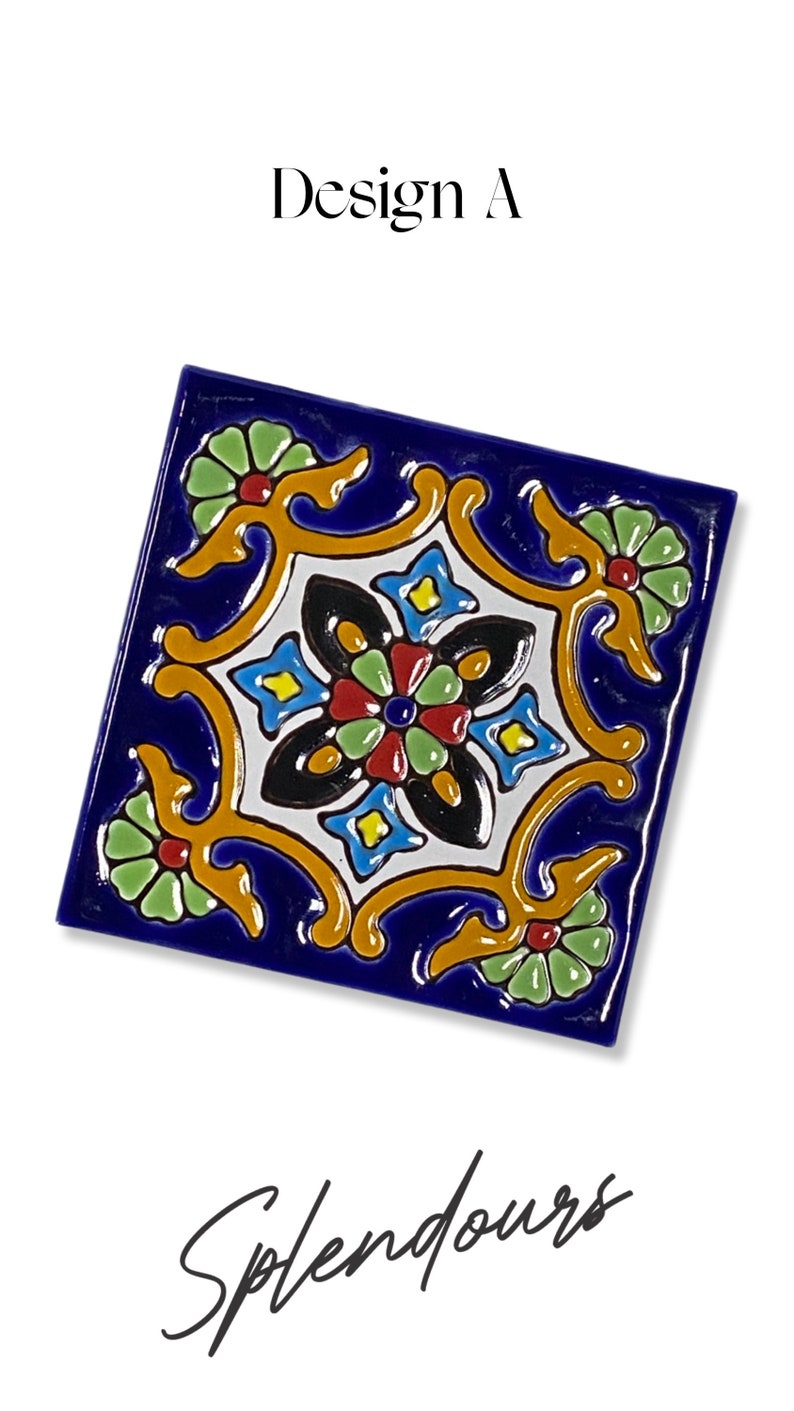 Handmade Traditional Design Persian Ceramic Tile Coasters 4packsmall