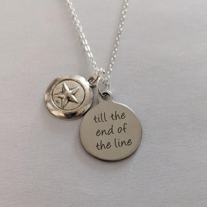 Handstamped Avengers Captain America necklace, Till the end of the line quote. Avengers gift. Captain America gift. Avengers Endgame. Disney