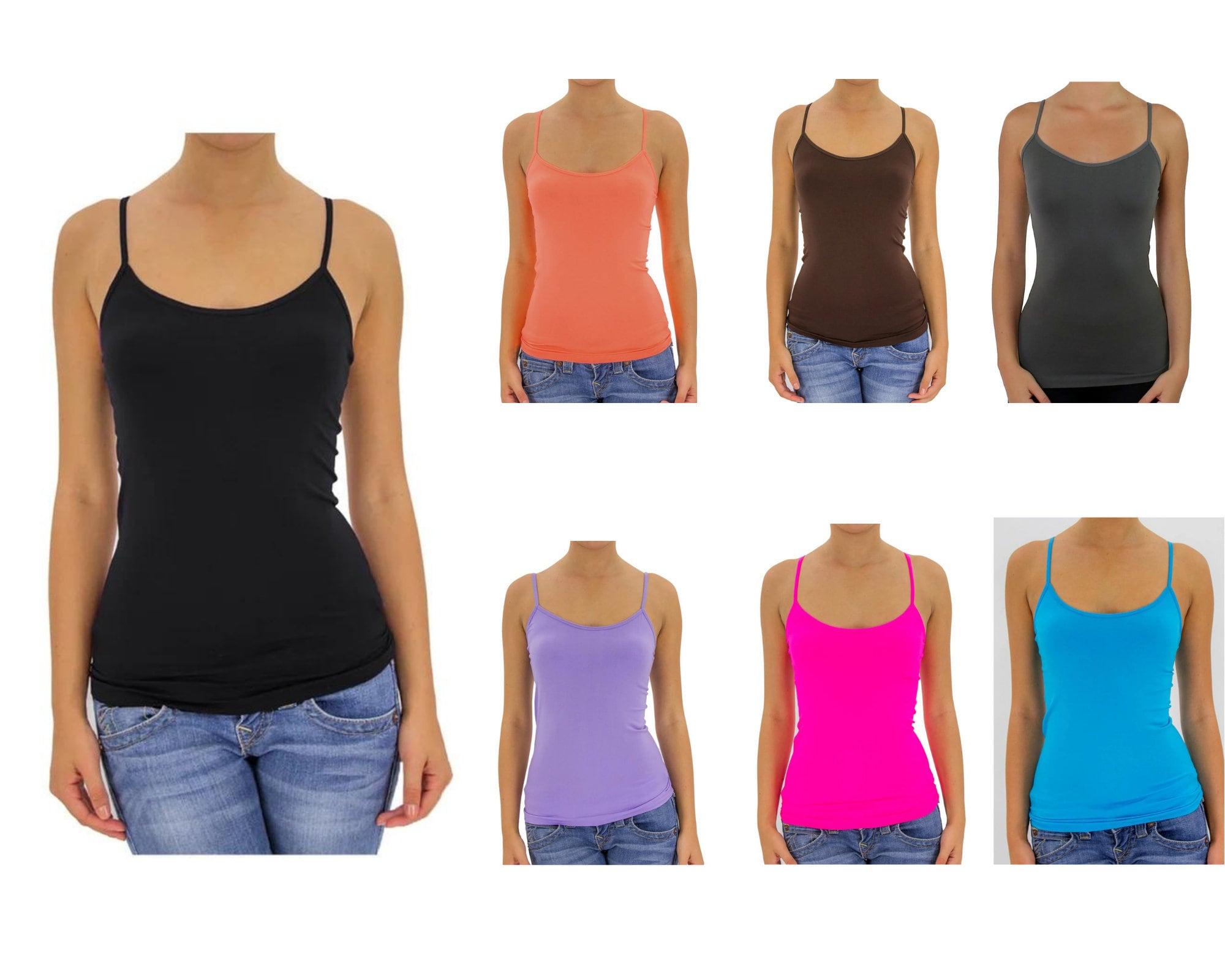 Women Short CAMI Camisole with Adjustable Spaghetti Strap Layer Tank Top  Casual
