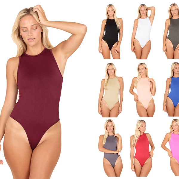 Women's Bodysuit Leotard Ribbed Jumpsuit Romper Nylon Spandex