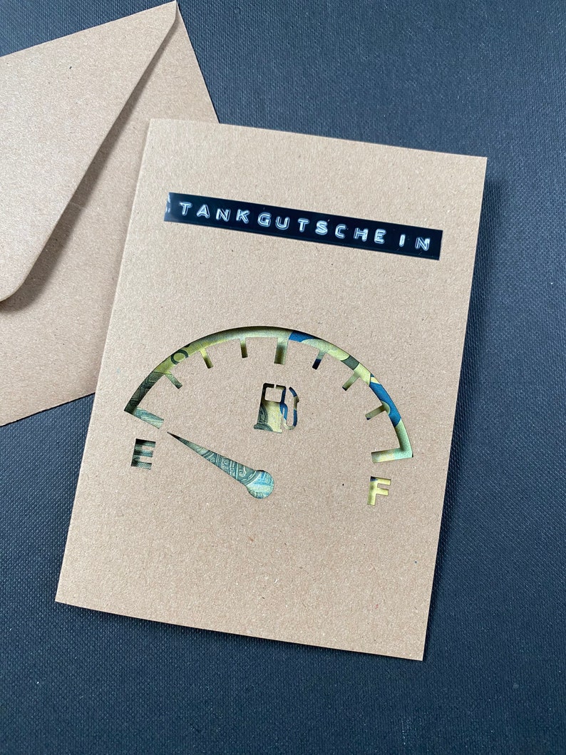 Tankrabatt Gutschein Tankanzeige Tankgutschein Geldgeschenk Karte A6