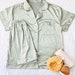 Wedding Party PJs - Bridesmaid PJs -Bridesmaid Proposal Box- Bridal Party Pajamas- Matching PJs- Sage Green Satin Pajamas - Short Pajamas
