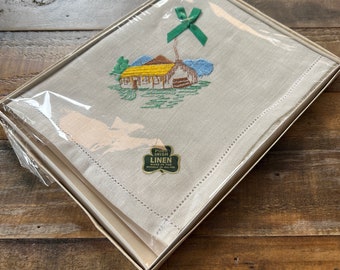 Vintage Pure Irish Linen Tray Cloth 14 x 20”