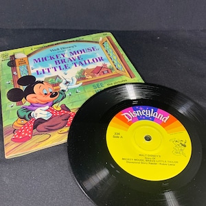 Disney Vintage, Mickey Mouse, Livro de Histórias e Disco de Vinil