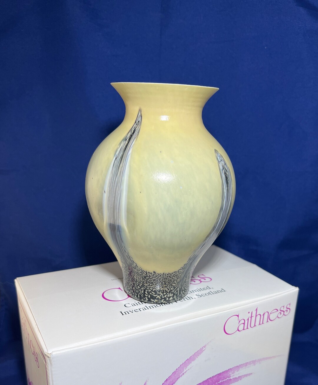 Caithness, Scottish Glass Vase, Art Nouveaux Style, Chinese Sand and Black Ebony Design Etsy