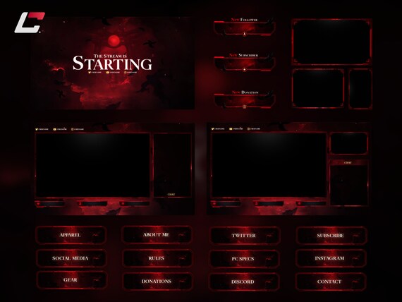 Animated Blood Moon Twitch Overlays  - Complete Stream Package - Includes Source Files* -  Anime - Dark - Ninja - Blood - Moon - Red - Sword