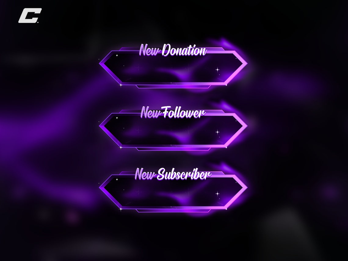 Purple Dark Neon Animated Twitch Overlay Complete Stream 