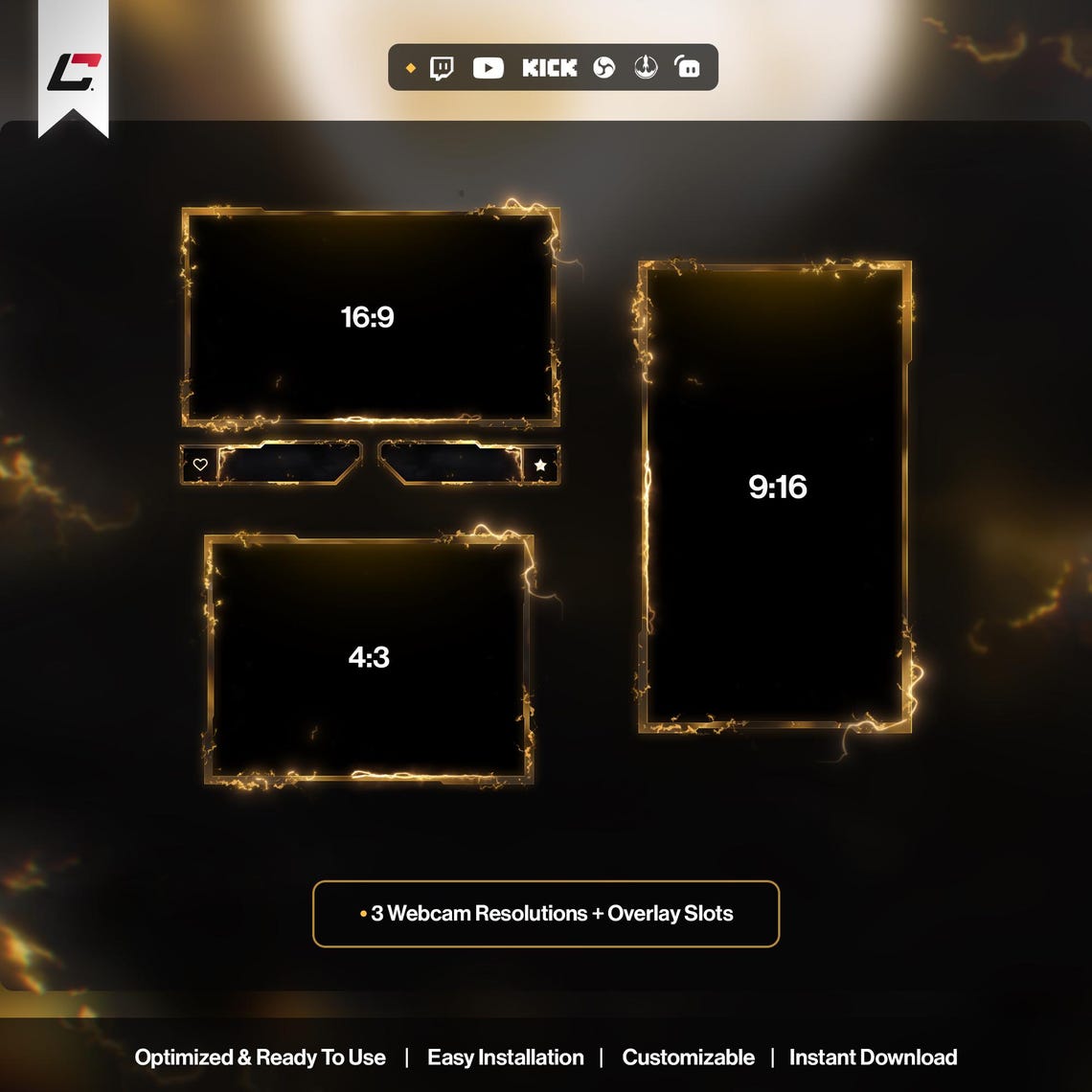 Left Overlay Animated Thunder Aura Twitch Overlays – Anime Stream Package – OBS ...
