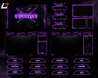 Animated Purple Samurai Twitch Stream Overlay Package: Twitch, YouTube, Kick Compatible (Source Files Included)