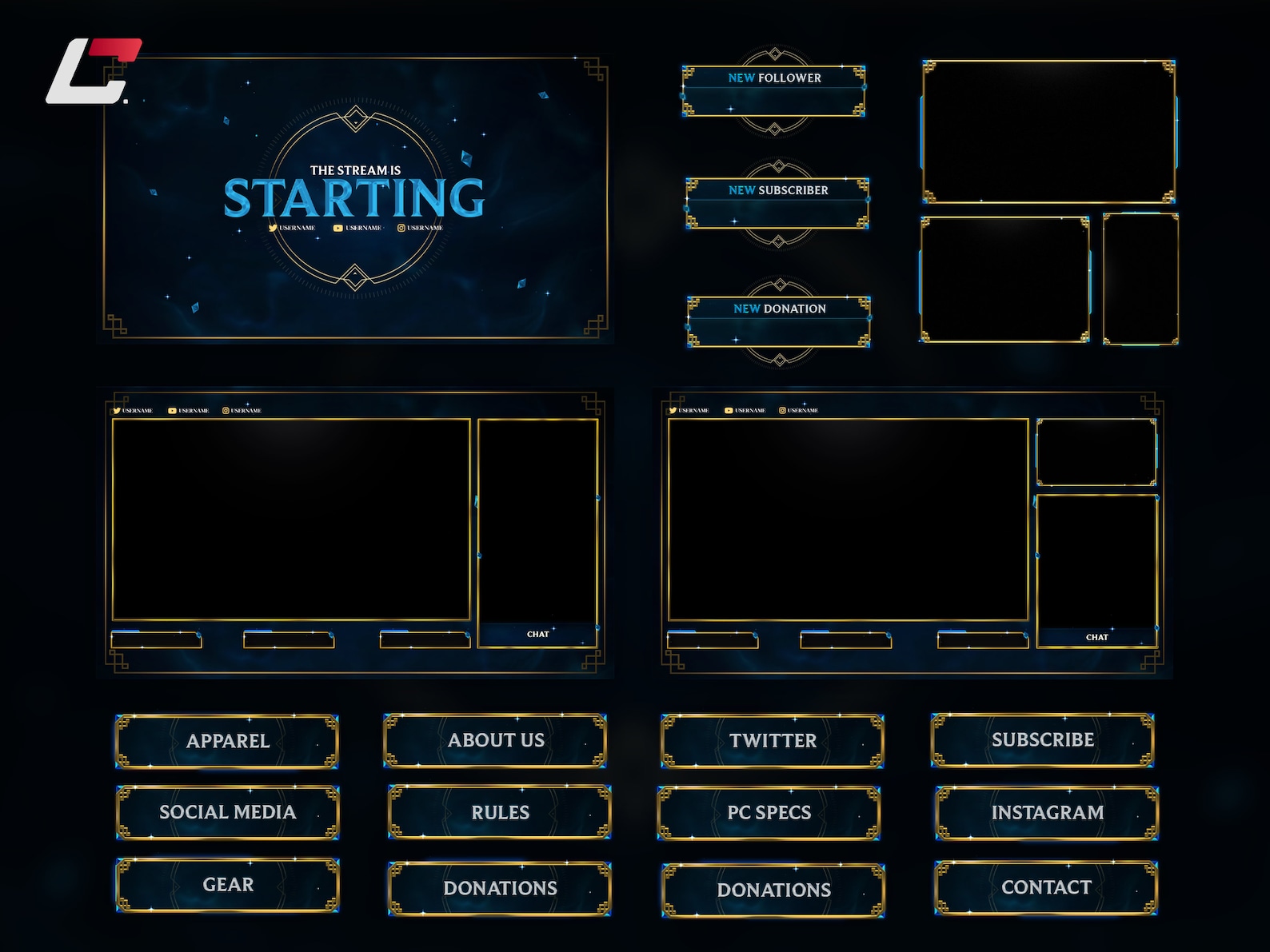 Animated League of Legends Twitch Overlays Complete Stream Package