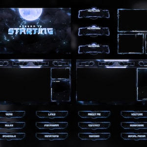 Sobreposições animadas do Twitch Blue Thunder - Pacote de transmissão completo - Inclui arquivos de origem* - Anime - Dark - Moon - Lightning - Thunderbolt
