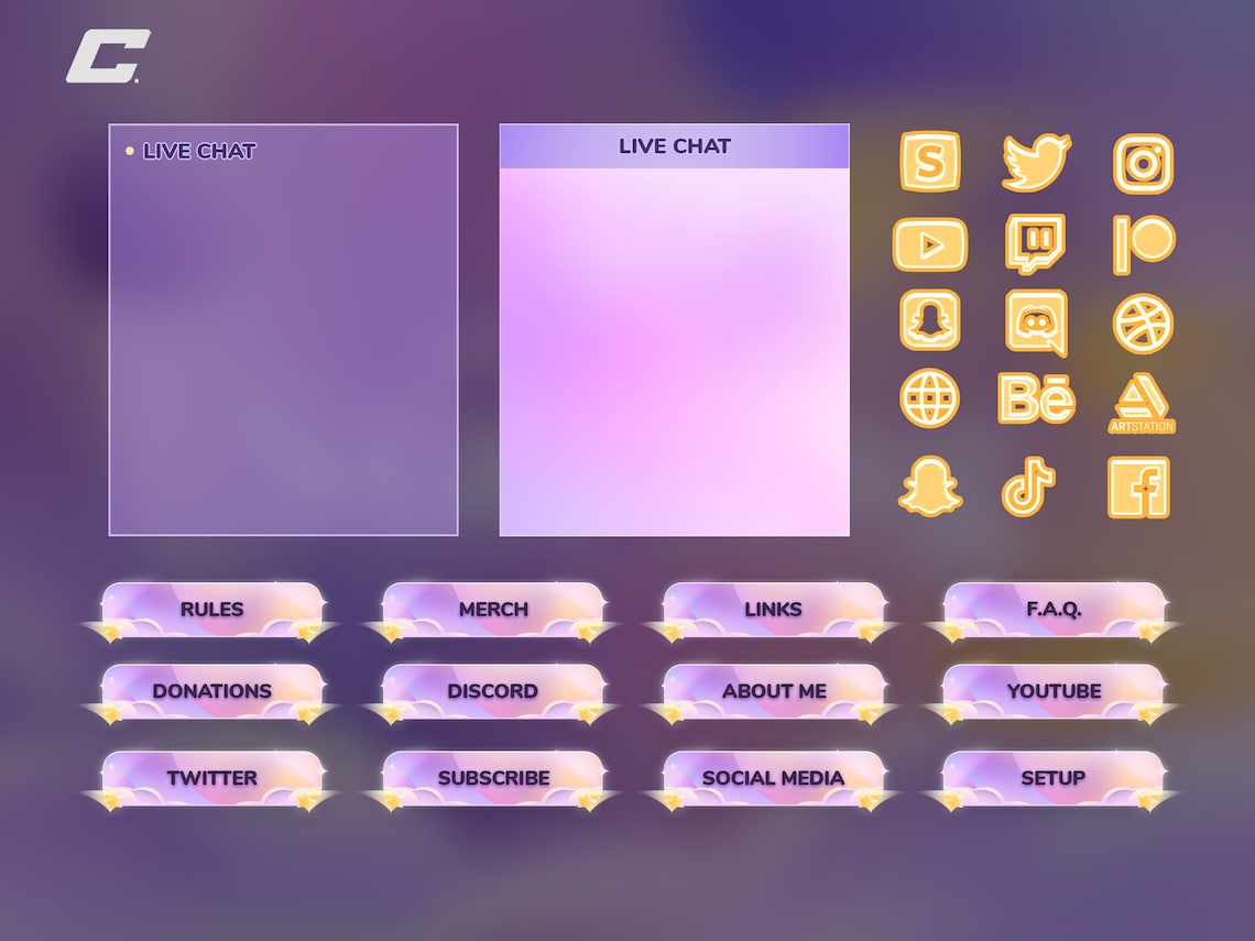 Animated Cute Twitch Overlays Complete Stream Package Includes Source