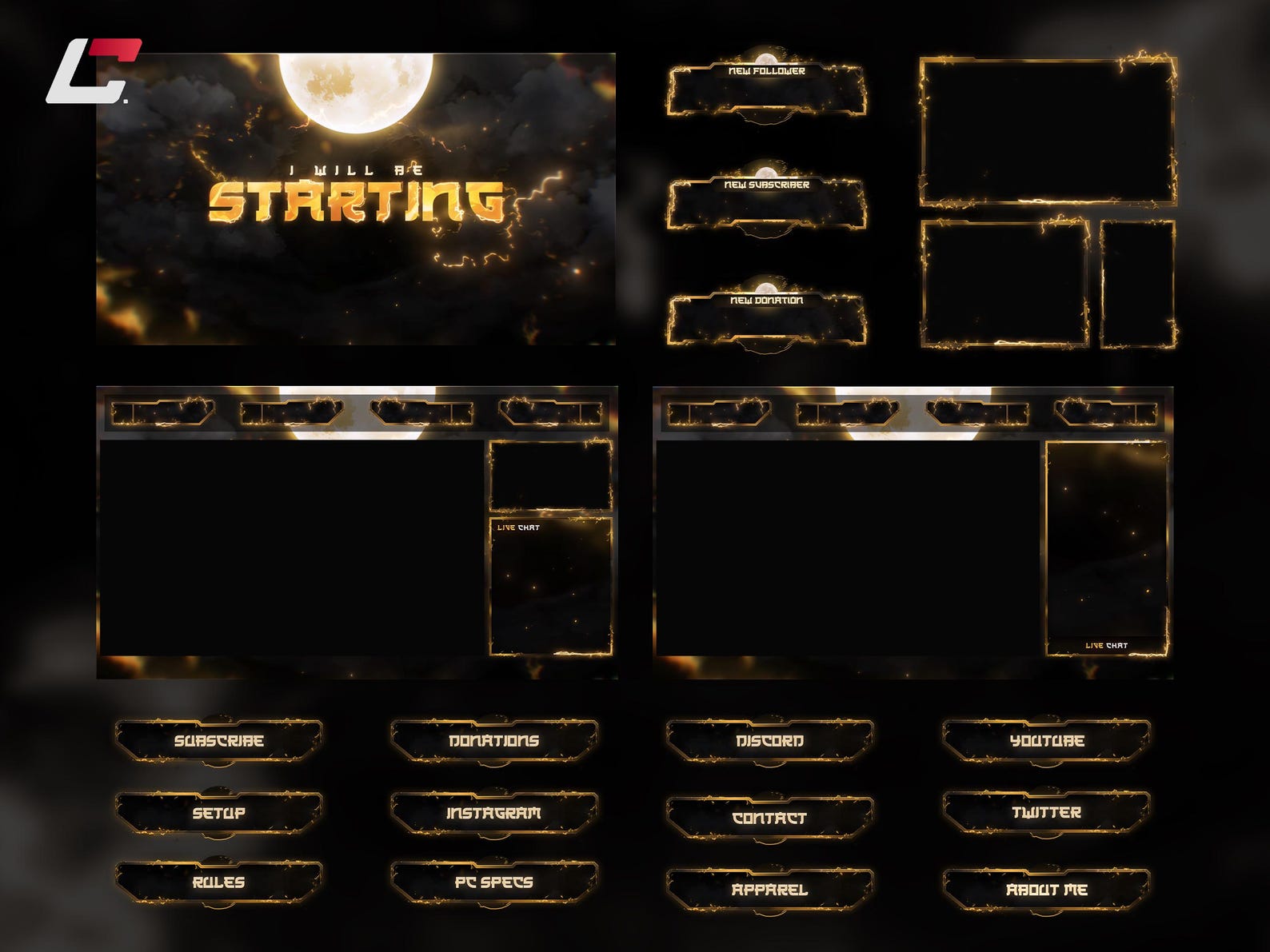 Animated Thunder Aura Twitch Overlays Complete Stream Package Animated Thunder Aura Twitch Overlays Complete Stream Package