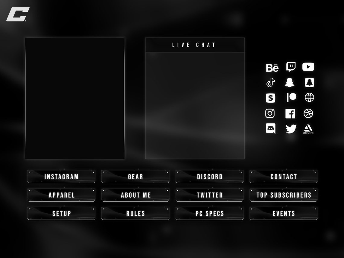 Animated Black & White Twitch Overlay Complete Stream - Etsy