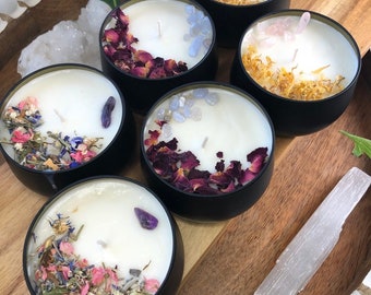 Herbal Intention Candles | Intention Candle with Crystals