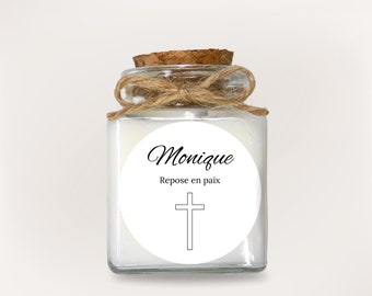 Bougie personnalisée cadeau de deuil condoléances souvenir