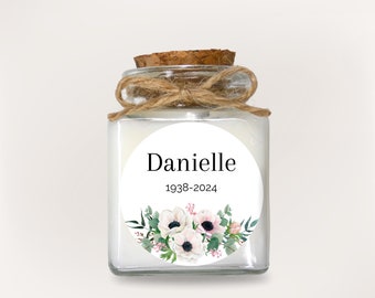 Bougie personnalisée cadeau de deuil condoléances souvenir