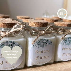 Personalized candle gift for wedding guests, baptism, birthday