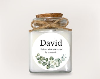 Bougie personnalisée cadeau de deuil condoléances souvenir