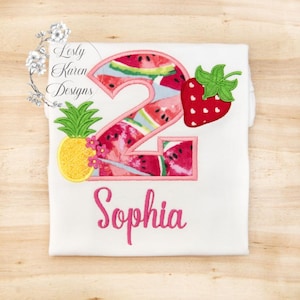 Fruit Birthday Girl Shirt with Number, 1st 2nd 3rd 4th 5th Birthday, Fruit Birthday, Food Party, Gift, Tropical, Tutti Frutti, Watermelon