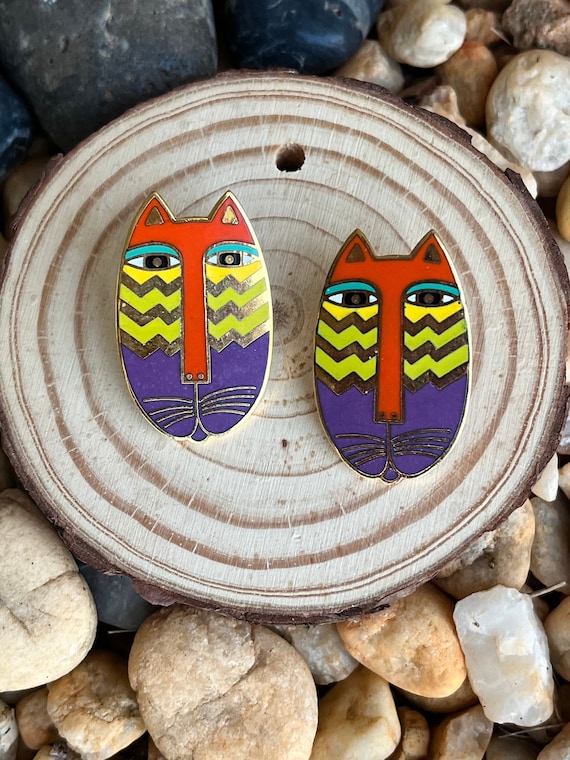 Laurel Burch Native Cats Vintage Post Earring Rare