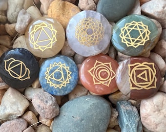 7 Chakra  Engraved Crystals Set