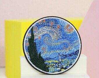 2pcs/lot Painting The Starry Night Embroidery Sew Iron On Patches DIY TEUSJKUS 2pcs/lot Painting The Starry Night Embroidery Sew Iron On Patches DIY TEUSJKUS