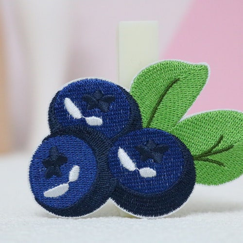 Blueberries Ironon Embroidered Patch Etsy