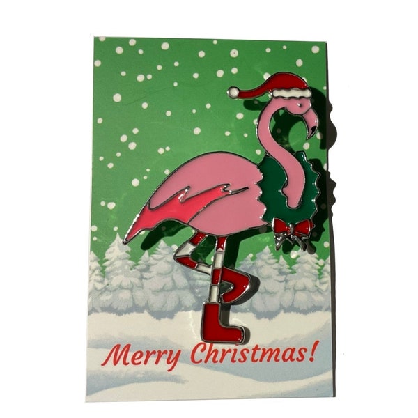 Bijoux Broche Flamant Rose de Noël