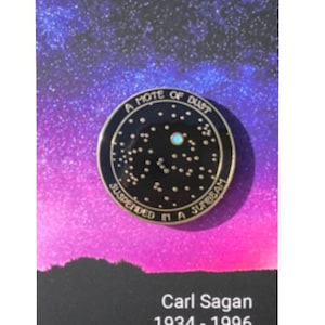 Carl Sagan A Mote of Dust Enamel Pin Badge on Decorative Backing Card