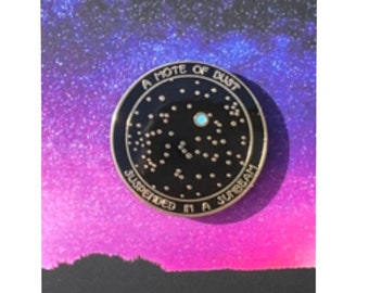 Carl Sagan A Mote of Dust Enamel Pin Badge on Decorative Backing Card