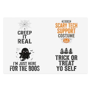 Halloween Pack A Funny Halloween Sticker Pack, 4 Vinyl Decals, Waterproof Hard Hat Stickers for IT Pros, Electricians