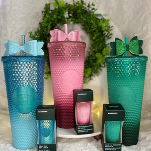 Authentic Starbucks Mint, Icy Blue and Lilac, Dragonfruit, Gold Bling, GITD studded.2022, 2021 tumbler/cups. Venti 24oz, Starbucks tumbler.