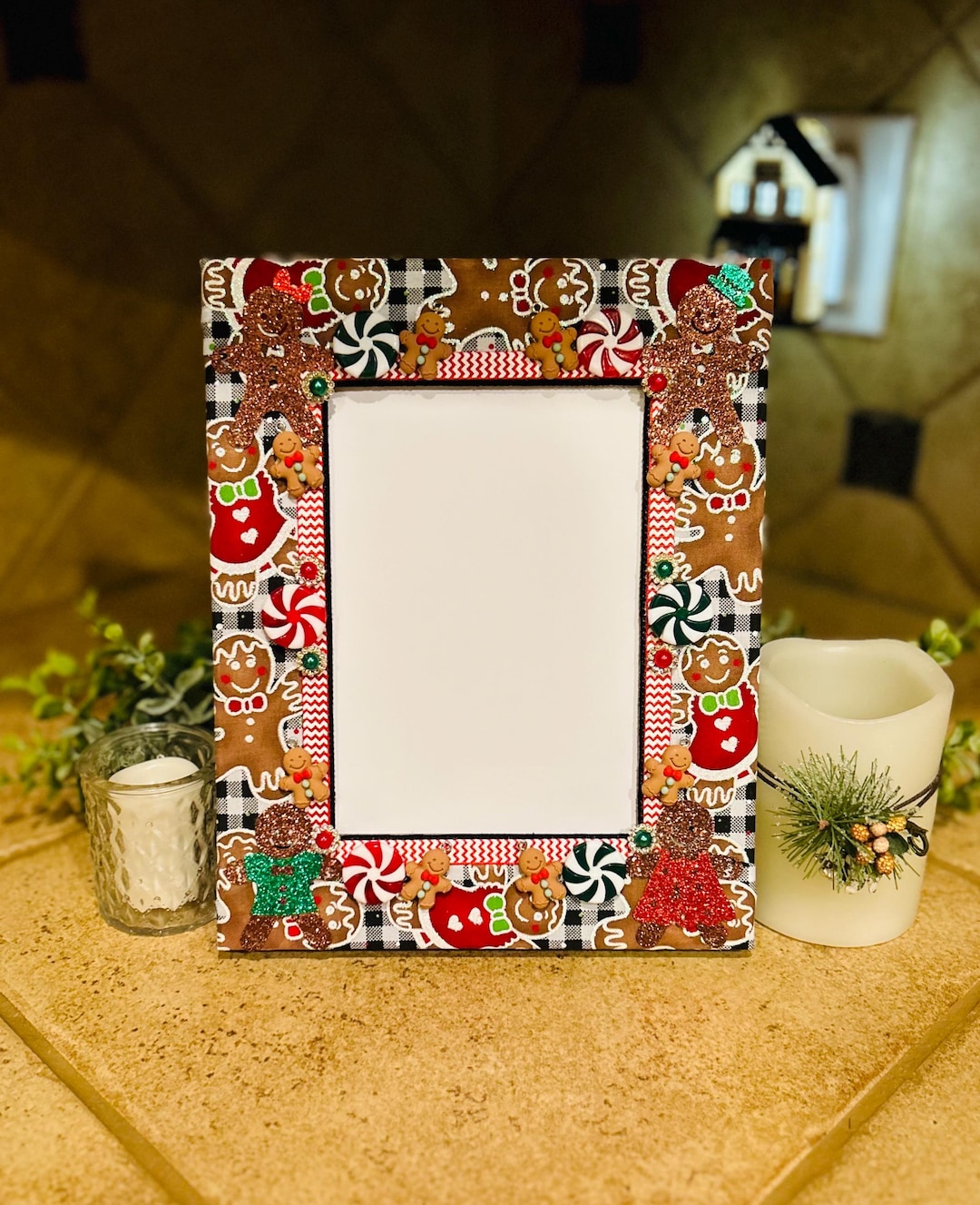 Gingerbread Man Christmas Vertical Picture Frame - Etsy
