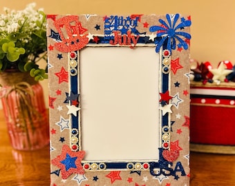 4th of July Bling Vertical picture frame
