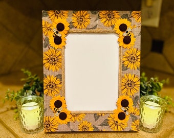 Sunflower Burlap picture frame