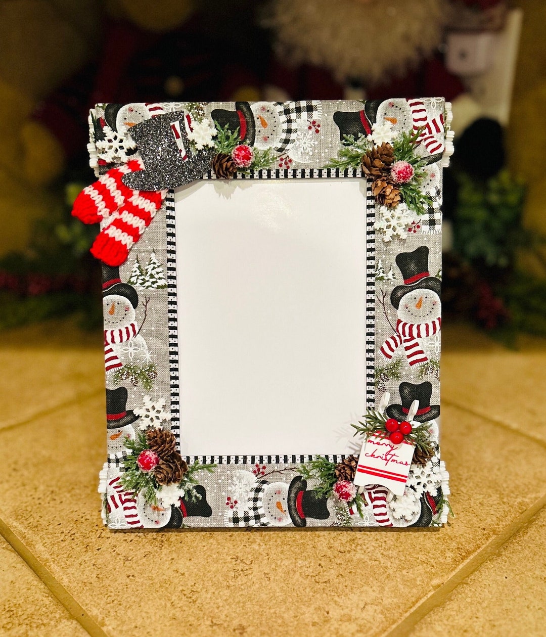 Christmas Snowman Woodsy Vertical 5x7 Picture Frame Etsy