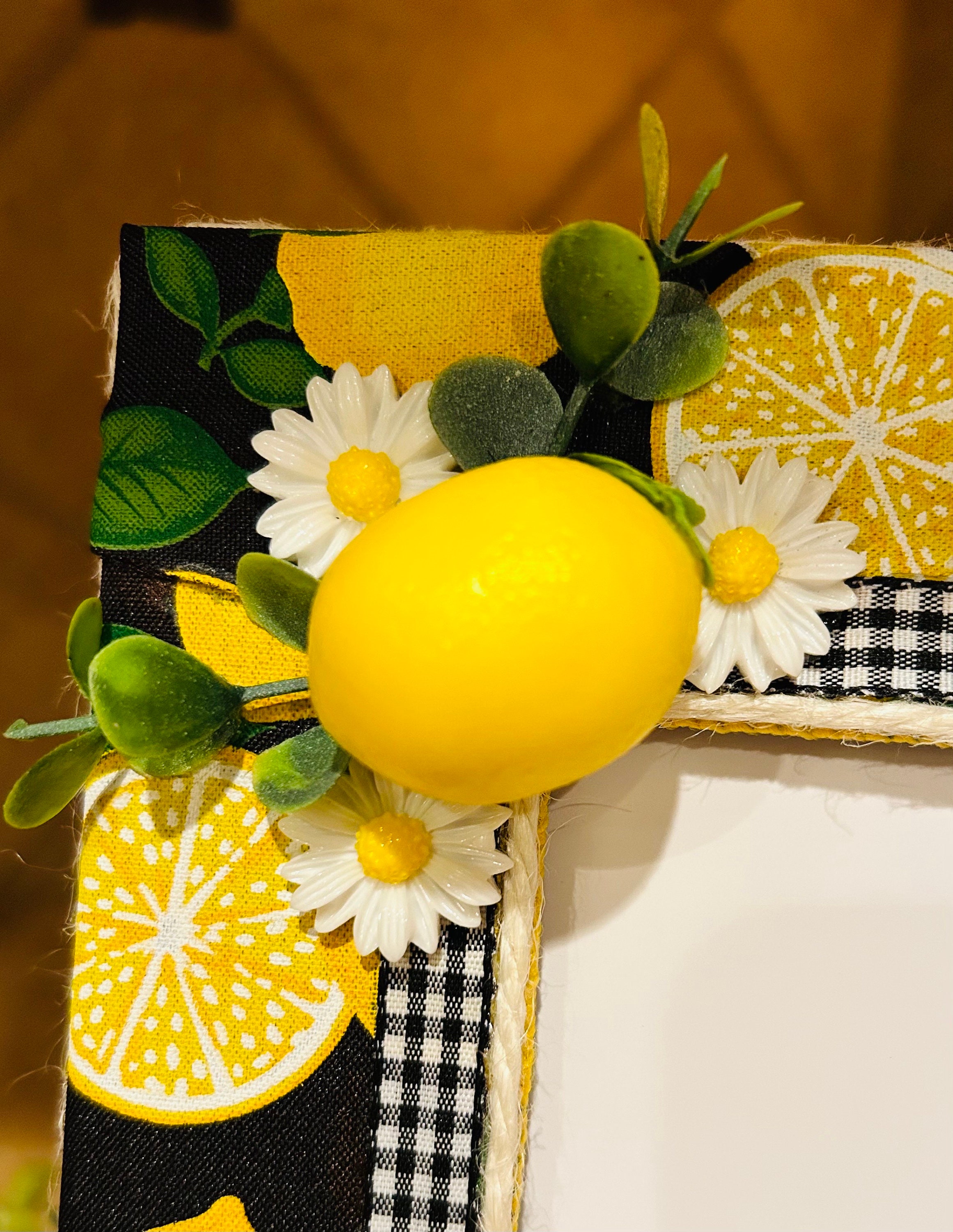Lemon With Black & White Buffalo Check Picture Frame Etsy