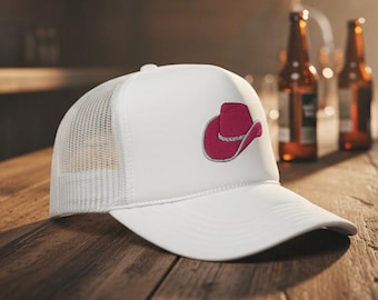 Sombrero de vaquera rosa - Sombrero de camionero occidental bordado