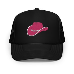 Pink Western Country HatHat - Foam Trucker Hat - Country Western Cowboy Hat Embroidered Hat