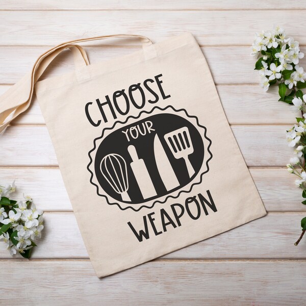 Choose Your Weapon Tote Bag, 100% Organic Eco-Friendly Cotton Tote Bag, Daily Shopping Bag, Trendy Kitchen Tote Bag Design, Mothers Day Gift